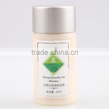 Brand small volume camellia essential oil shampoo for hotel/travel