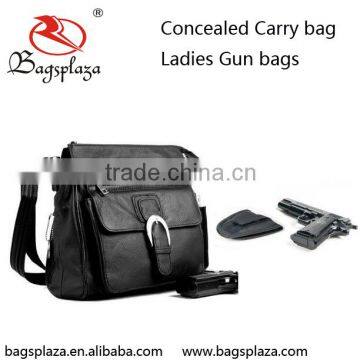 GB006 OEM high quality black PU ladies gun locking crossbody bag handbag