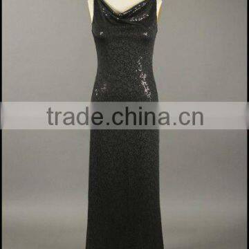 New Stock Deep V-neck Spaghetti Strap Backless Sequins Lace Party Dress XYY-b50