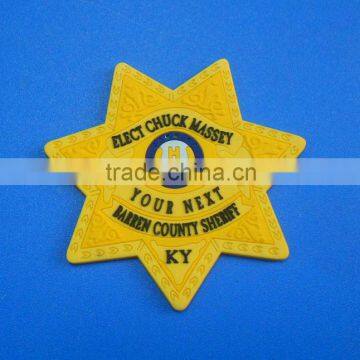 Promotional star shape soft pvc sticker label/pacth with 3M tape