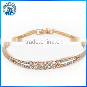 Female Models Fashion Style Alloy Bangle Bracelet Double Crystal Bracelet