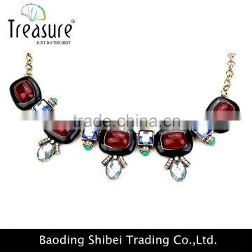European and American Fashion High-grade Resin Diamond Gemstone Necklace Retro Enamel Trade Clavicle Chain Necklace Gold Chain photo-6