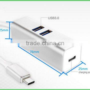 2 in 1 USB 3.1HUB Type-C to 2 Ports USB 3.0 & 1 USB 3.1 Type-C Charging / Data HUB Adapter for MacBook photo-2