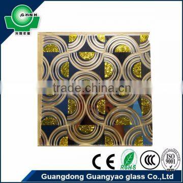 GYNH 5mm and 6mm with yellow printing and mirror design glass decoration