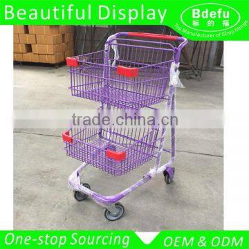 Powder Coat 2 Layers Shopping Trolley for Suppermarket