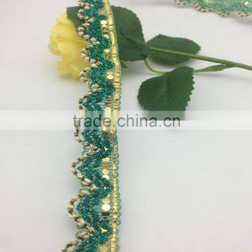 herringbone green and gold lace trim garment accessories