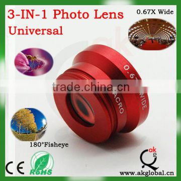 Smartphone 0.67x wide angle lens Kit Cellphone Lens 3 in1 macro lens