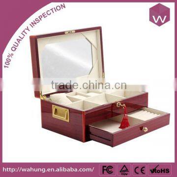 Elegant Wooden Jewelry Box White Mirrored Design Jewelry Cosmetic Box photo-5