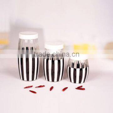 nice 3pcs hand painted glass canister set with lid