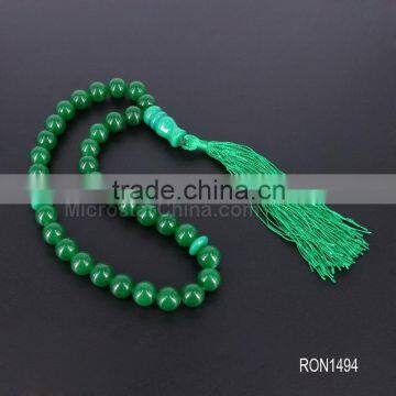 Allah misbaha 12mm 33pcs green jade gemstone beads prayer beads tesbih turkish