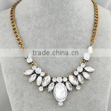 CZ92299 Pendant Chain Crystal Choker Chunky bib Statement Necklace women Fashion Jewelry