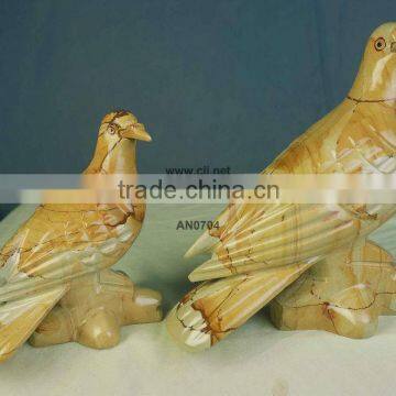 Burma Teak Marble Bird Figurine