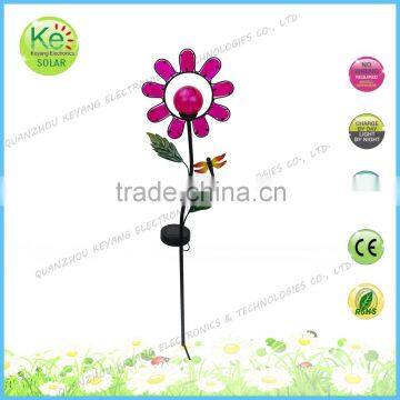 Metal Sun Flower With Glass Ball Courtyard Emergency Solar Light
