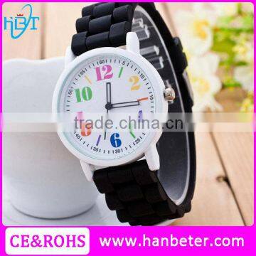 Quality cheap rubber bracelet watch colorful strap waterproof silicone geneva watch