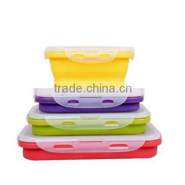 4 Pack (350ML , 540ML , 800ML , 1200ML) Elegant, Fashionable & Stackable Container Eco Silicone Collapsible Lunch Bento Box Mic