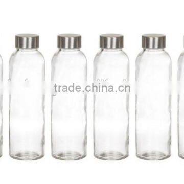 Glass Water Bottles 16 Oz, Stainless Steel Cap - Case of 6 photo-2