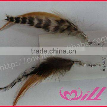 Fashion Long Natural Rooster Feather Earrings