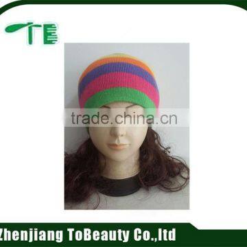 women's knitted colorful striped hat