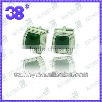 new design stainless steel square green blank cuff links,lip cuff links,silver color cuff links