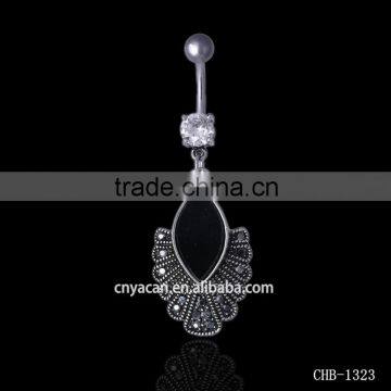 Wholesale 316L Surgical Steel Large Cz Dangle Navel Ring Indian Navel Piercing