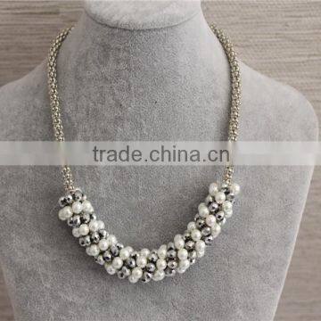 2016 Hot Selling Fashion Jewelry Beads Necklace Gold Plated Necklace With Beautiful Pearl photo-3