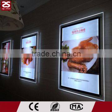 Wholesale Restaurant Wire Hanging Super Acrylic LED Slim Light Box Menu Boards