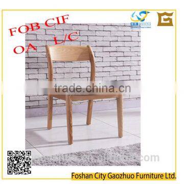 Modern ash solid wood dinning chair with curbed back and fabric covering