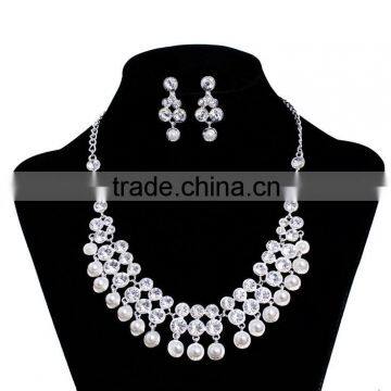 Artificial cheap fashon wedding bridal pearl necklace and earring set