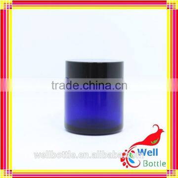 Glass Storage Jar With Cobalt Blue Glass Jars for Luxury Cosmetics Jar GJ596R