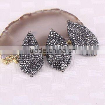 Pave Crystal Rhinestone Waterdrop Connector Stone Beads For Jewelry Making