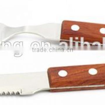 2 Piece Steak knife & Fork Set with Wooden Handle