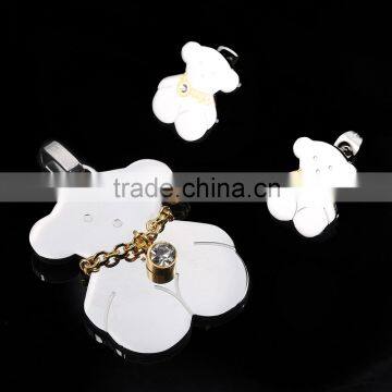 Wholesale Bear Shaped Rhinestone Jewelry Set ,Stainless Steel Jewelry Manufacturer Guangzhou China