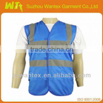 100% polyester Men's blue reflective safety work HI-VIS vest