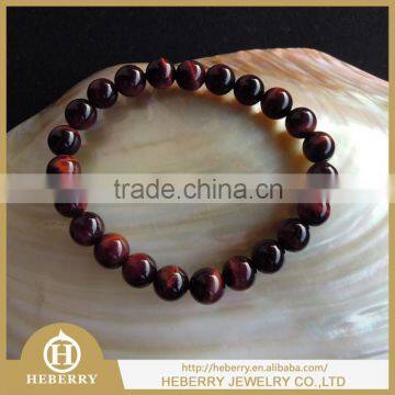 2015 best selling wholesale natural polish round bead rough tiger eye red