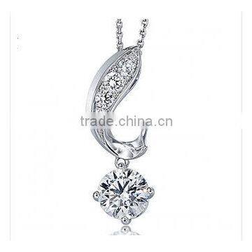 925 solid sterling silver shining diamond stone teardrop shaped pendant necklace