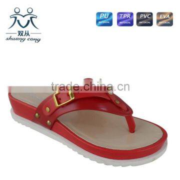 Colorful Hot Sale High Heel Flip Flop PU Casual Slipper and Shoes for Women
