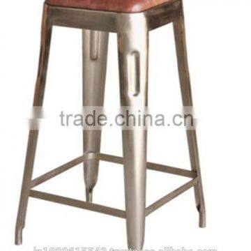 Classic Iron Bar stools with Leather Top , Rustic metal Bar Stool with Leather Top