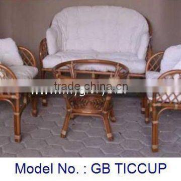 Classic Rattan Indoor Living Room Furniture Archair Design Sofa Set With Round Glass Top Coffee Table