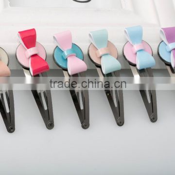 Solid color round shape hair pins little girls best metal hair accessory butterfly free sample alloy hair clip