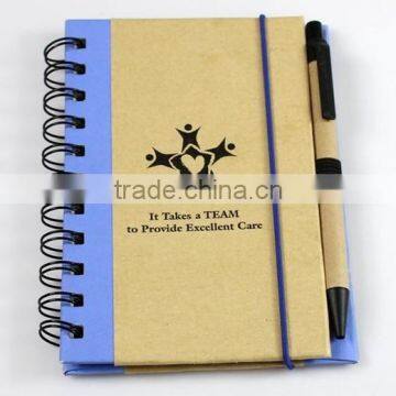 Eco-friendly Kraft Paper Notebook With Elastic Band/ Pen, Custom Notebook With Logo Printed