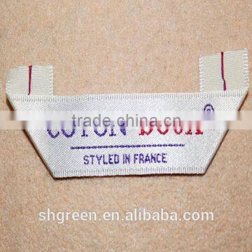 mitre-fold satin woven neck tag