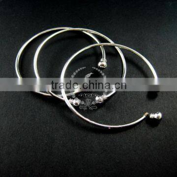 2mm Thick Wire One End Open Brass Silver Plated Wiring Bangle Bracelet Cuff DIY Supplies 1900038 photo-3