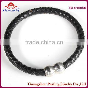 china supplier genuine leather steel fashion magnetic bracelet