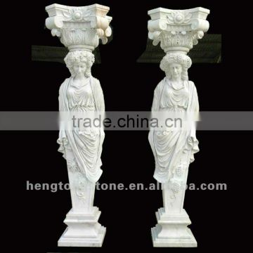 Greek Style Hand Carved Marble Pillar