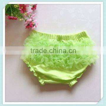 Cute Lime Green Ruffle Cotton Chiffon Baby Girls Diaper Cover Infant &Toddler Outfit Bloomer