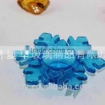 original blue snowflake shape candle holders