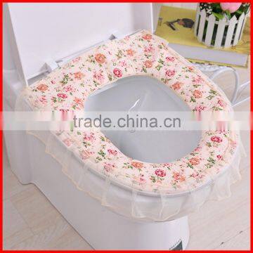Pastoral Household Soft Polyester Lace Cloth Dust Washable Toilet Seat Cover U-shaped Toilet Mat photo-5