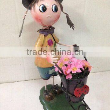 2015 Newest Design Girl Boy Garden Decoration Metal Girl Flower Pot Metal Bog Flower Pot Metal Flower Pot photo-5