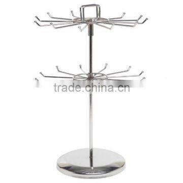 2-Tier Metal Rotating Jewelry Organizer Tower Necklace Tree Bracelet Display Stand photo-2