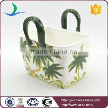 Coconut Tree Ceramic Basket Ware For Kitchen